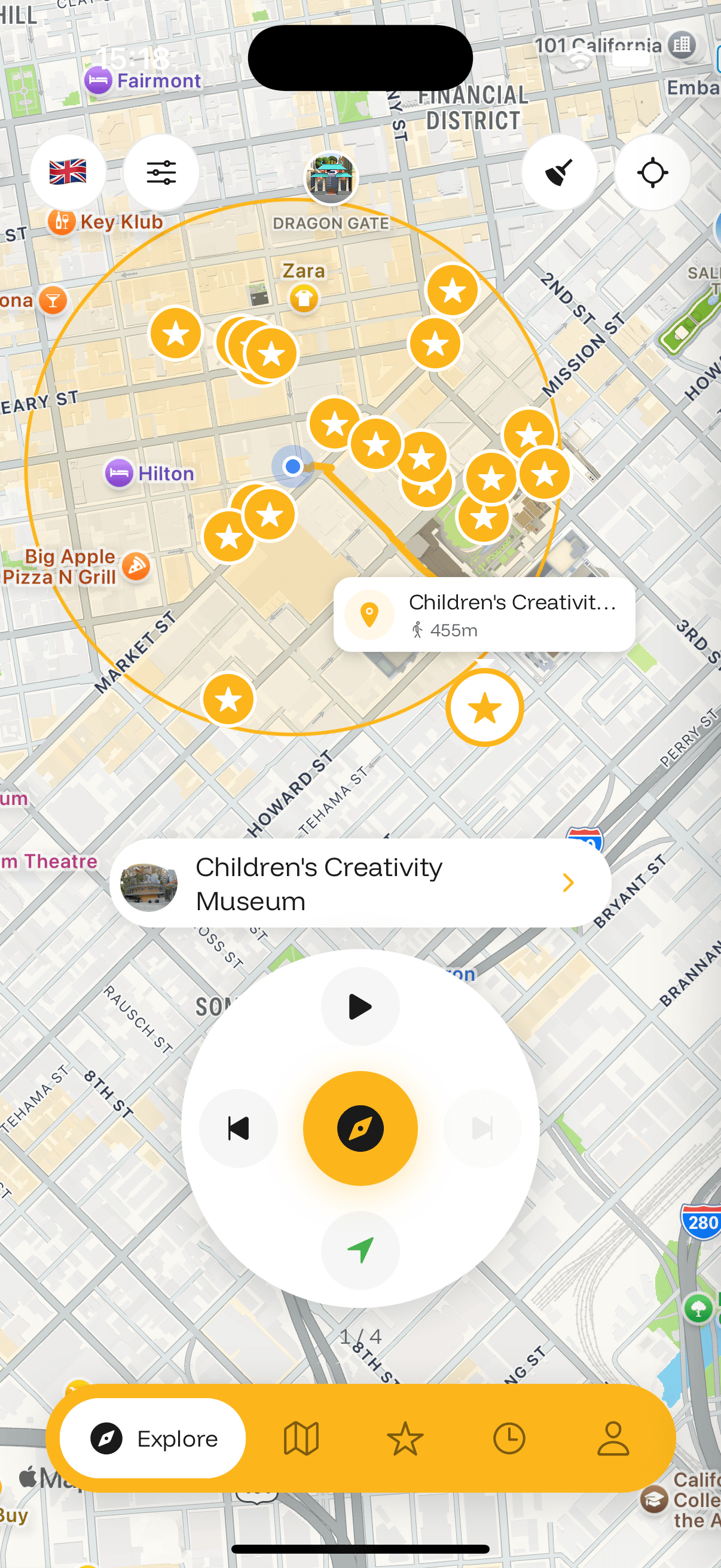 Diskavr app showing detected points of interest